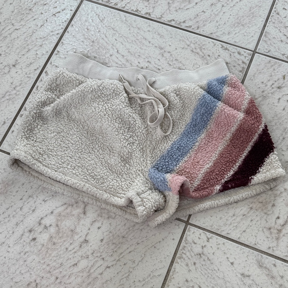 P.J. Salvage Fleece Shorts in Cream and Multicolor Stripes